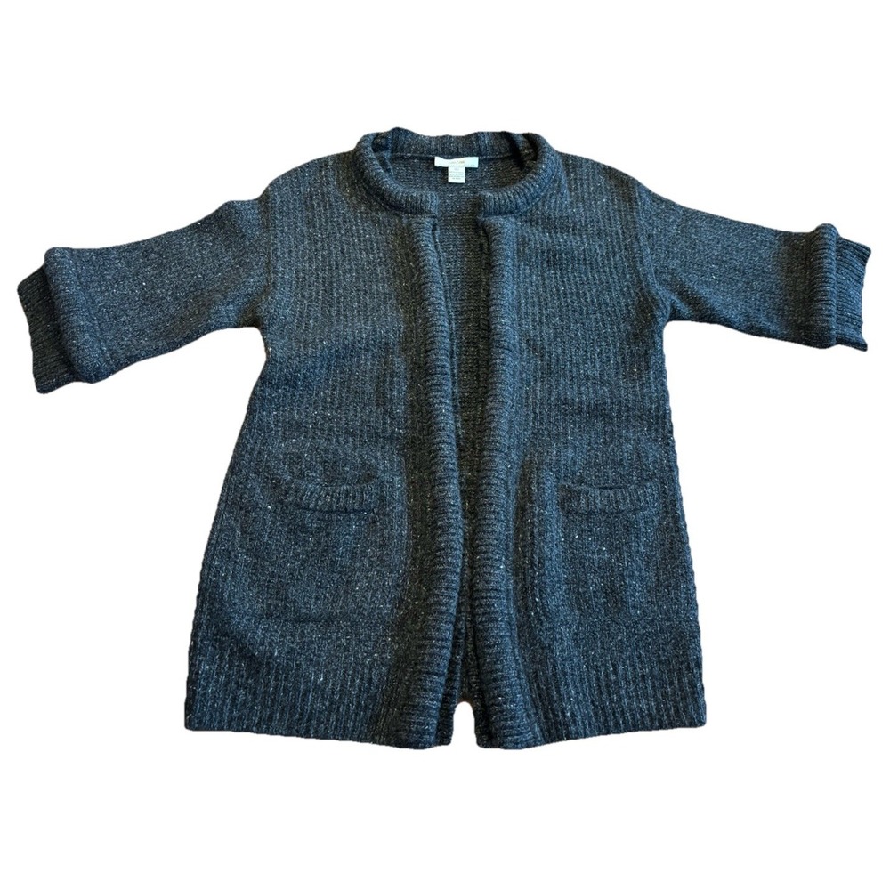 Neiman Marcus Cashmere Collection Women's Grey Heavy Knit Open Front Car Coat L